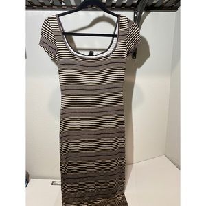 Billabong day night Black and Tan stripe maxi dress xs